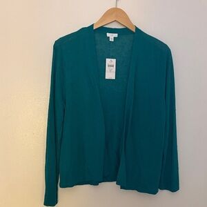 J. Jill Open-Front Cardigan in Teal Green